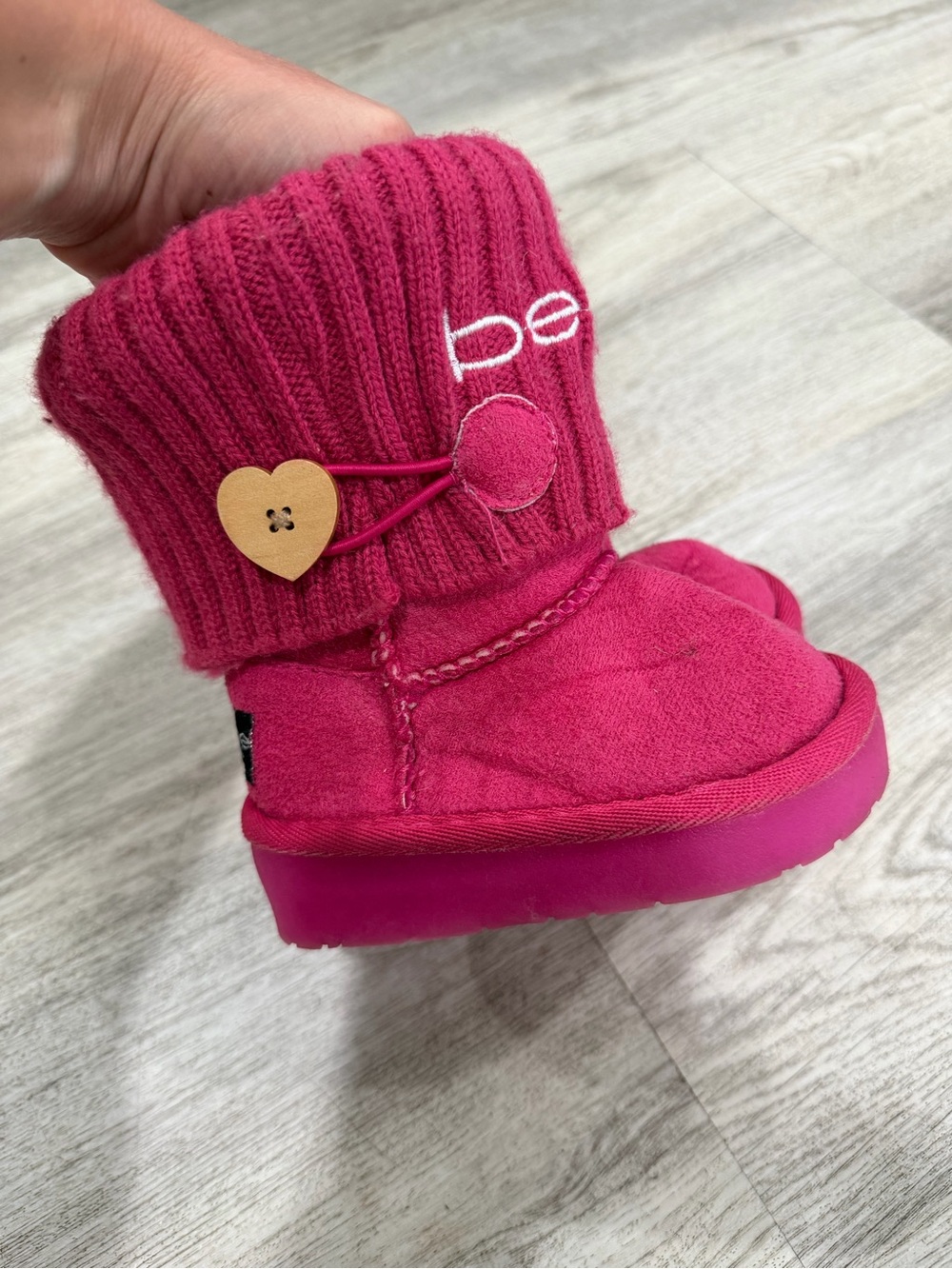 Kids Pink BebeHeart Button Boot
